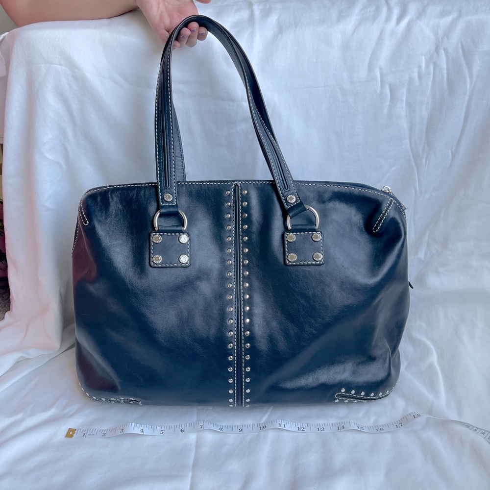 Michael Kors navy leather studded Overnight Bag